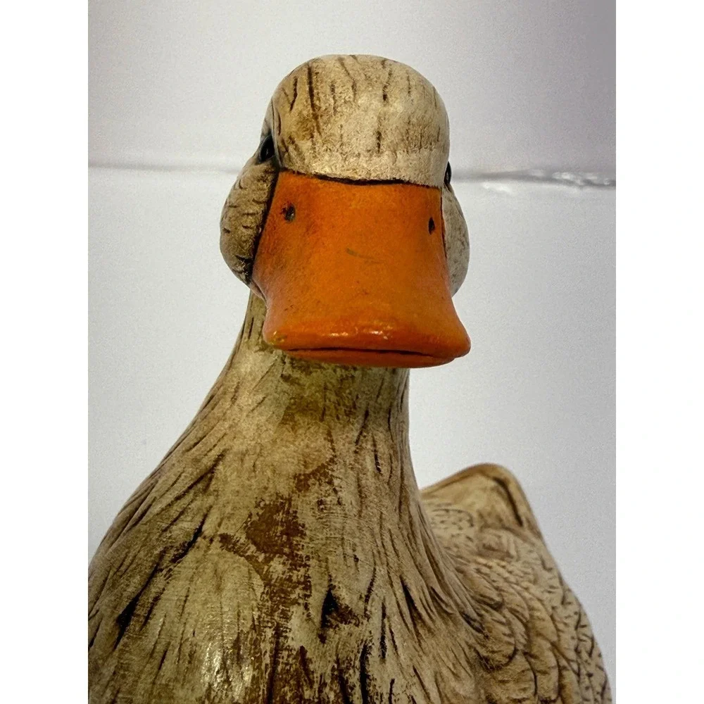 Vintage 1989 Sarah Matzke Hand Painted Ceramic Duck Figurine Folk Art Signed 5